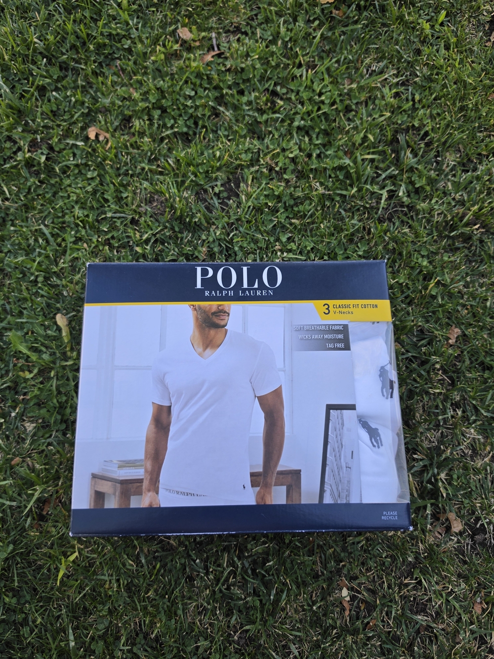 Polo by Ralph Lauren Men’s White V-Neck T-Shirt (3-Pack) - Small